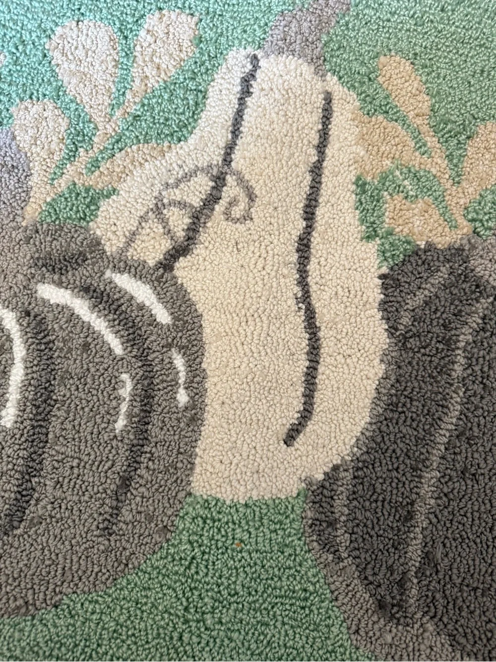 Hooked Pumpkin Accent Door Mat in Mint, Gray, Cream -